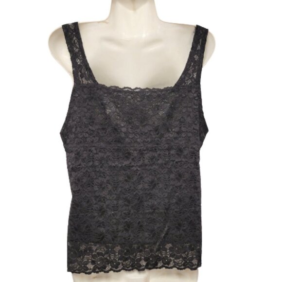 Black Lace Tank Top Lace Camisole Wide Straps Lace Top - Size L  Size XXL - Picture 3 of 13